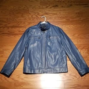 INC - Blue Faux Leather Moto Jacket - Sz: Large